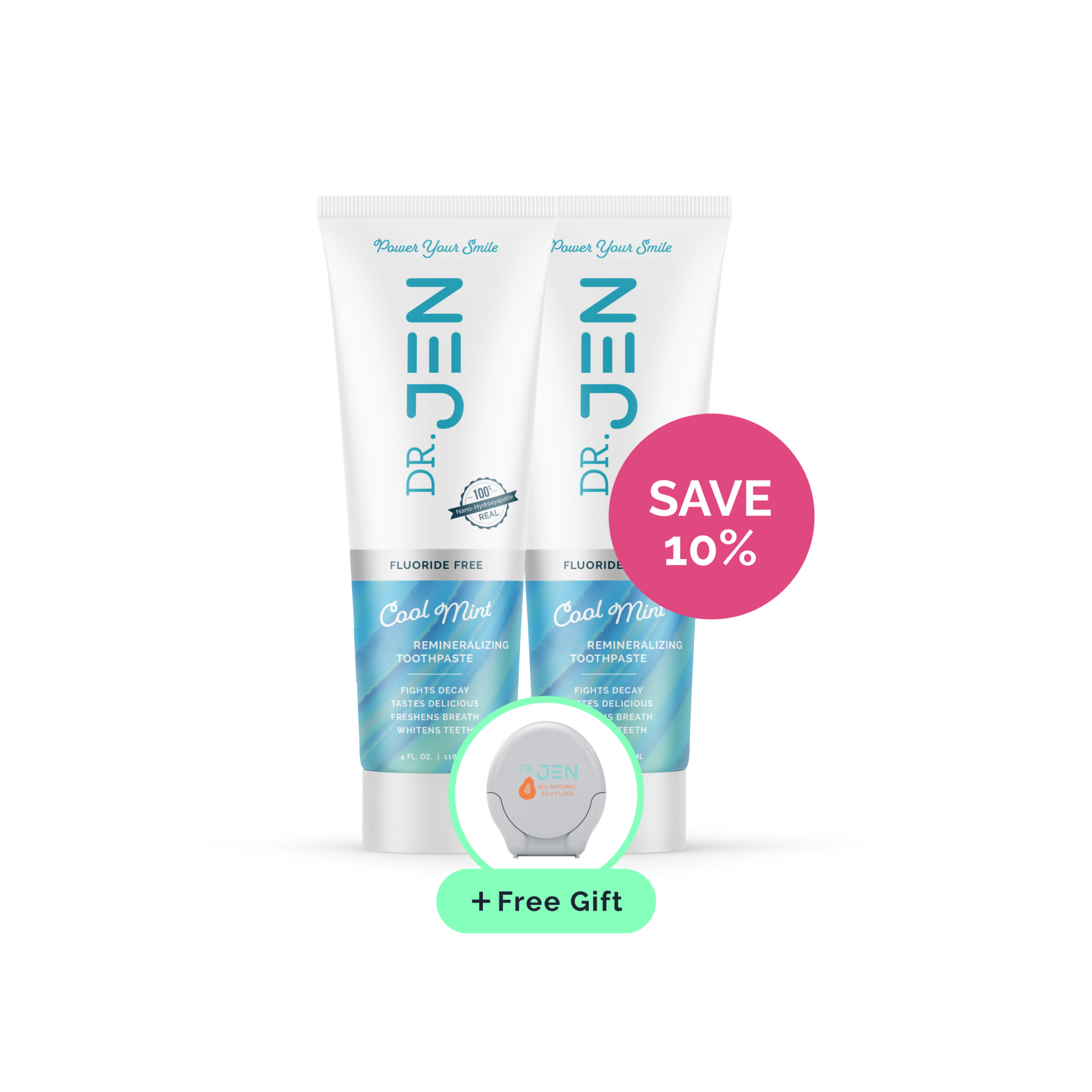 Fluoride-Free Cool Mint 10% Nano Hydroxyapatite Toothpaste