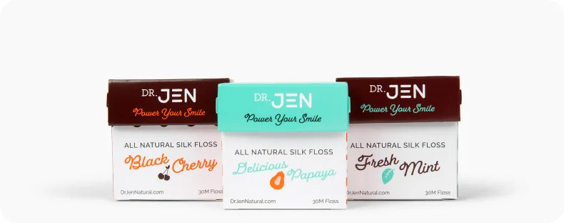 Dr. Jen's all natural silk floss in three flavors