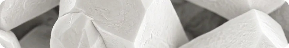 Close-up of white hydroxyapatite crystals